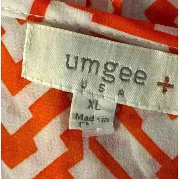Umgee Women's XL Orange Geometric Sheer Blouse - Picture 4 of 4